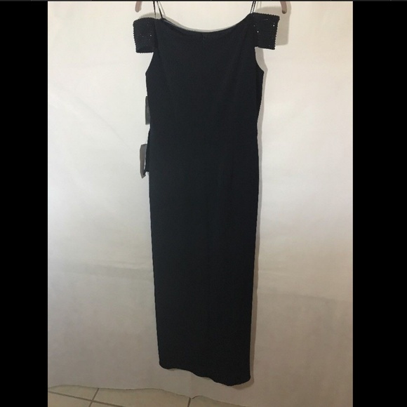 NWT Alex Evenings Embellished Off‎ the Shoulder Gown in Deep Navy [SZ 10 ] - Picture 6 of 8